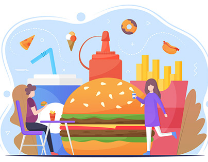 Fast Food Vector Flat Illustration