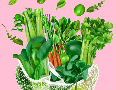 Авоська с зеленью и овощами