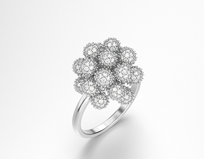 Fancy ring with diamond's spheres