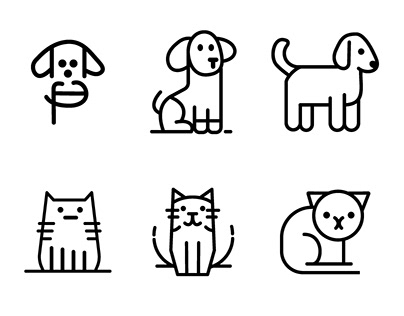 animal logo element vector, line art animal illustratio