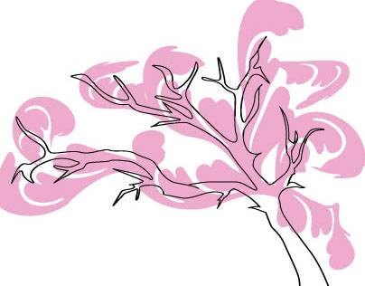Cherry Blossom Tree Graphic Doodle