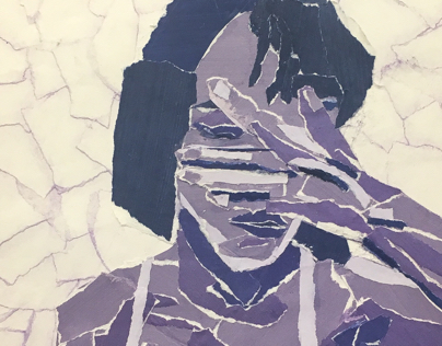 Torn and Cut Purple Paper Portrait