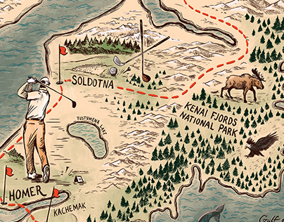 Golf Magazine Illustrated Map Editorial. Aug 19