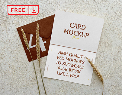 Free Open Card with Envelope Mockup