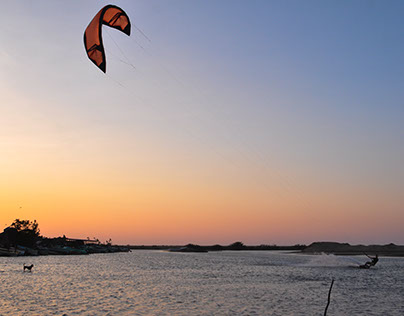 Sunset Kite Surfing