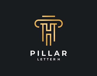 Letter H Pillar Law Gold Logo