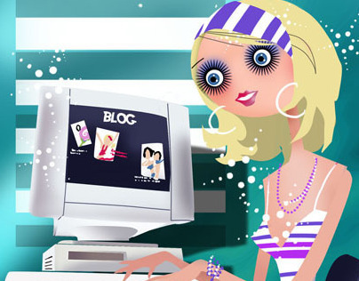 blogging girl illustration