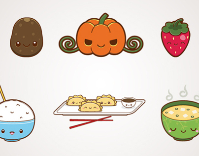 Cute Food Illustration Set
