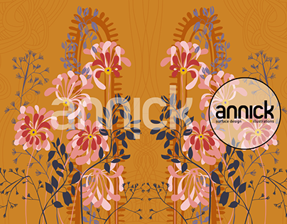 floral illustration and seamless pattern