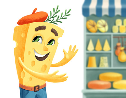 Brand character design for a cheese shop