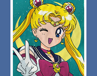 Sailor Moon con pinturas acrílicas