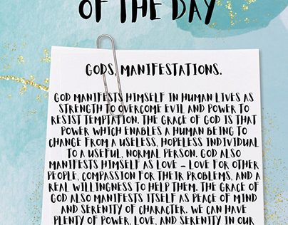 God's manifestations, daily motivations.