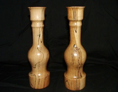 Traditional Style Spalted Beech Candle sticks