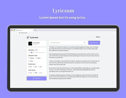 Lyricsum | Lorem Ipsum but its song lyrics