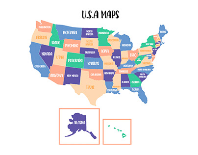 Usa Map Design with Pastel Color Illustration
