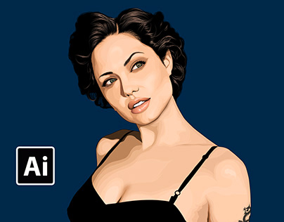 Angelina Jolie Portrait Illustration - Vector Art