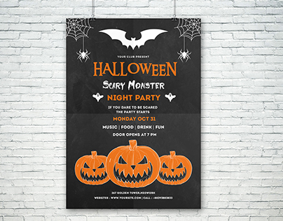 Chalkboard Halloween Party Invitation Flyer