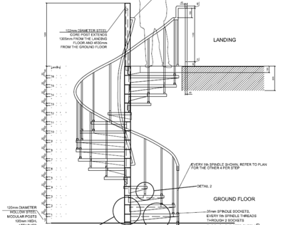 Spiral Staircase Detail Drawings - AutoCAD