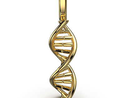DNA Molecule Yellow Gold Pendant
