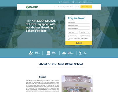 Landing page design Dr. K N Modi Foundation