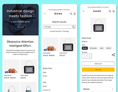 Shopify store app - DANE E-commerce