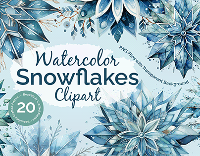Watercolor Snowflakes Clip Art