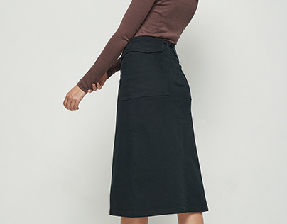 nu-in | Wrap front cargo midi skirt