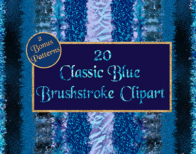 Classic Blue Brushstroke Clipart+Bonus