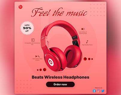 Beats Headphones-Social media ad banner