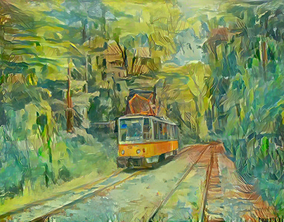 Tram in the forest