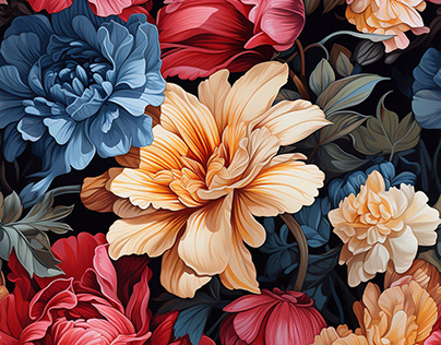 Colorful exotic Flowers seamless pattern