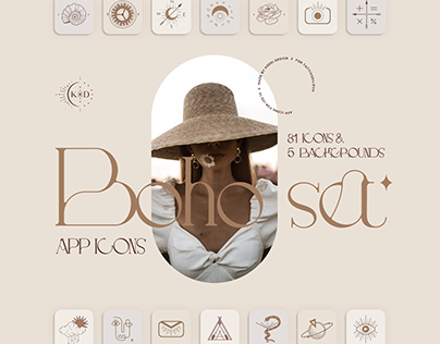 Boho aesthetic app icons for iOS 14