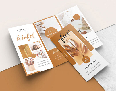 Trifold Brochure Layout with Brown Accents