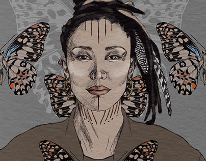 Portrait of butterflies’s woman