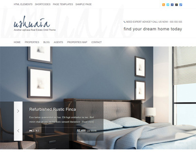 Ushuaia, WordPress Premium Clean Real-Estate Theme