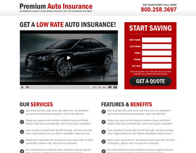 Auto insurance landing page design