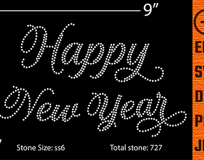 Rhinestone Design Happy New Year