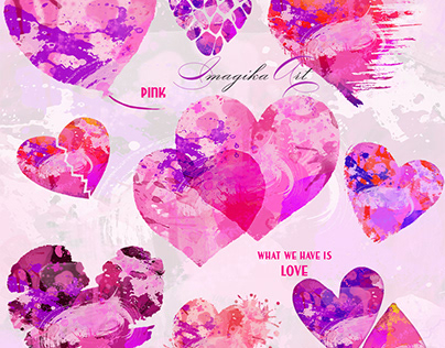 Illustrations of pink hearts