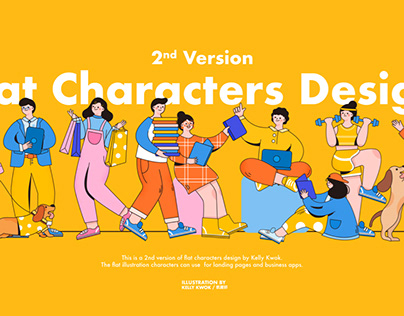 2nd flat character illustration design
