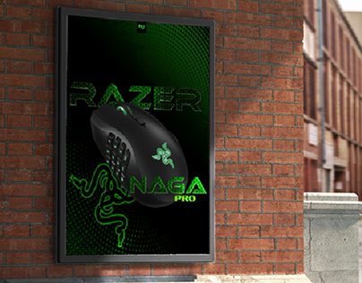 Razer Naga pro Wall poster Mockup