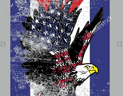 Cuba flag and American eagle graphic design vector art