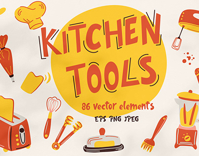 Kitchen tools. Cooking Time. Vector Clipart