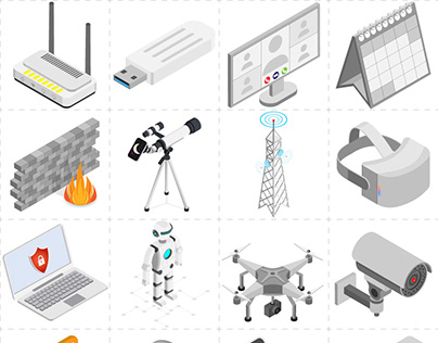 Isometric Tech and Cyber Security Icons