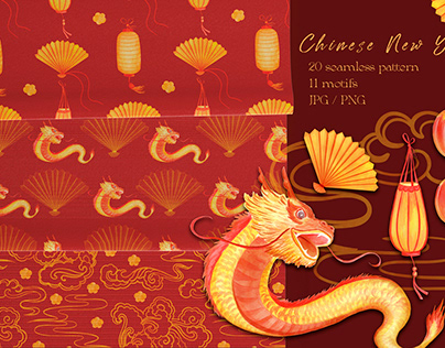Chinese New Year seamless patterns