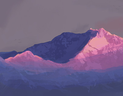 Digital Painting of Mountains