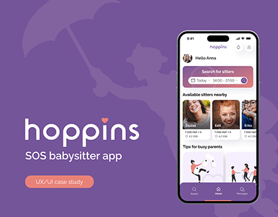 hoppins - SOS babysitter app UX/UI case study