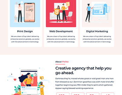 Pixiloz - Graphic Design agency website