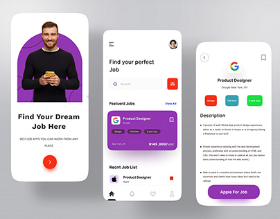 Job finder mobile app design