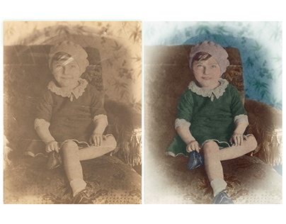 Restoration & colorisation - photograph of a young girl