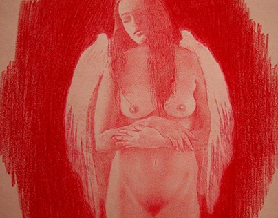 Drawing in red pencil